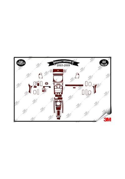Renault Megane 2 Analog 2003-2009 Torpido Konsol Trim Göğüs Maun Kaplama Set 55 Parça Maun Renk