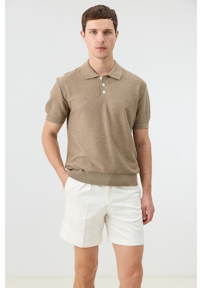 Antioch Dokulu Polo Yaka Triko Erkek T-shirt Bej