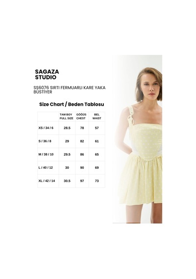 Sagaza Studio Ss6076 İplik Detaylı Arkası Fermuarlı Büstiyer Sarı