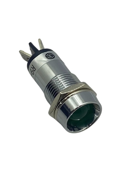 12v Göz Lambası Metal Büyük Ledli Yeşil 16 Mm