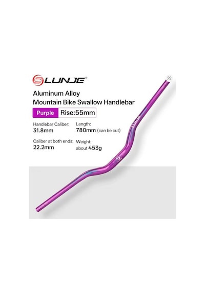 Lunje 78 Cm 55 Rise Açılı Alüminyum 31,8mm Mtb Freeride Gidon Bisiklet Gidonu Direksiyonu Mor Renk