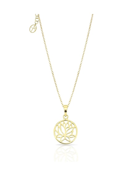 Oya Silver 24k Altın Kaplama Gümüş Lotus Çiçeği Kolye 2.4x0.9cm Oyot393