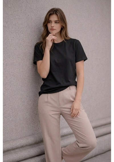 Bürke Erkek/Unisex Siyah Renk %100 Pamuk Bisiklet Yaka Basic Tişört