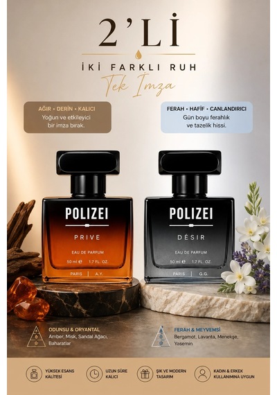 Polizei 2'li Erkek Parfüm Edp 50 Ml Kalıcı Odunsu Ve Fresh Koku Diğer
