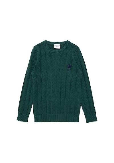 U.S. Polo Assn. Erkek Çocuk Koyu Yeşil Basic Bisiklet Yaka Kazak 50293551-VR079
