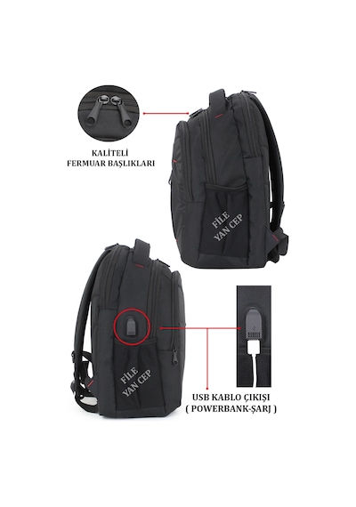 Case Club Usb Aparatlı Laptop Sırt Çantası 15.6 İnç Su Geçirmez Kumaş
