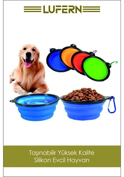 Taşınabilir Katlanabilir Seyahat Tipi Çok Amaçlı Kedi Köpek Mama Su Kabı Silikon Evcil Hayvan