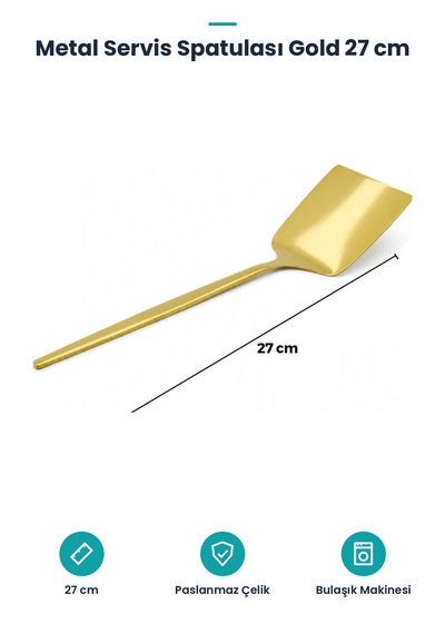 Metal Servis Spatulası - Gold - 27 Cm Altın