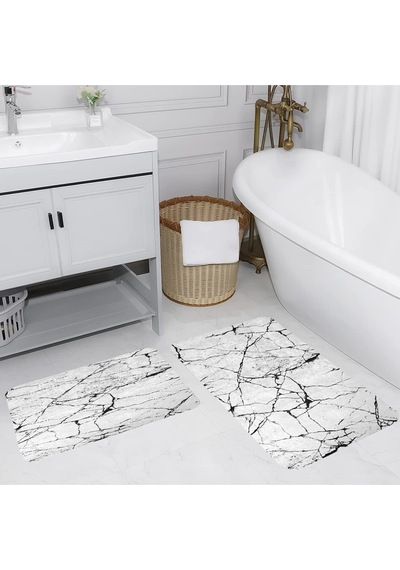 Rovigo Home Baskılı Kaymaz Taban 2 Li Banyo Paspas Takım Rvg5110-100X60-60X50 Çok Renkli