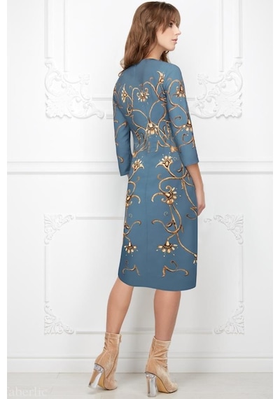 Mavi Monogram Desenli Elbise 42 Beden Çok Renkli Mavi Monogram Desenli Elbise 42 Beden Çok Renkli