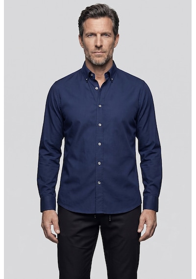 Bisse Lacivert Regular Fit Pamuk Cepsiz Uzun Paşa Yaka Gömlek Gmkls261089 D39
