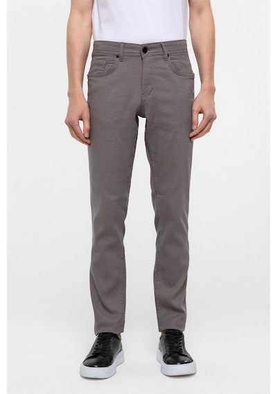 Süvari Gri Slim Fit 5 Cep Kalıp Armürlü Kanvas Pantolon