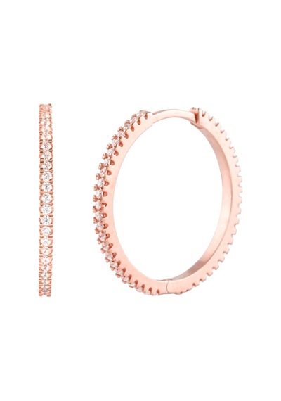 Taşlı Rose Gold Halka Gümüş Kadın Küpe N11.91210