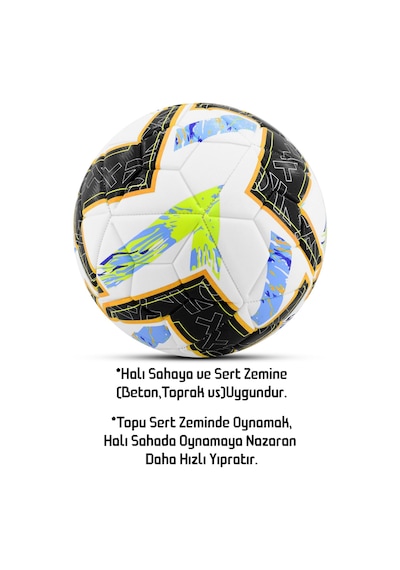 Telvesse Futbol Topu Lightning Sert Zemin Halı Saha Futbol Topu Hibrit No:5 Çok Renkli