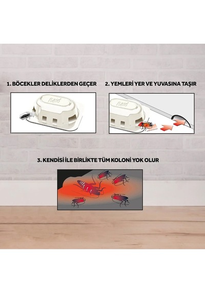 Raid Hamamböceği Yem Kutusu 6 Adet Kokusuz 3 Ay Etki 12'li Paket