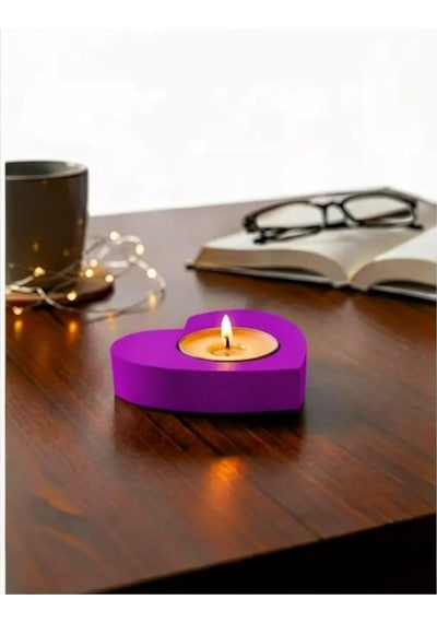 2 Adet Suda Havuzda Yüzen Suya Batmayan Restoran Cafe Bar Ev İçin Kalp Şeklinde Tealight Mumluk Mor Çok Renkli