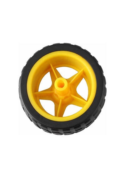 Tt Tekerlek 2.5x6,8cm Plastik Sarı Oyuncak Araba Rubber Lastik Robot Akılı Araç