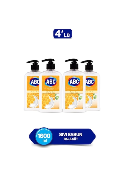 Abc Sıvı Sabun Bal & Süt Beyaz 4 x 400 ML