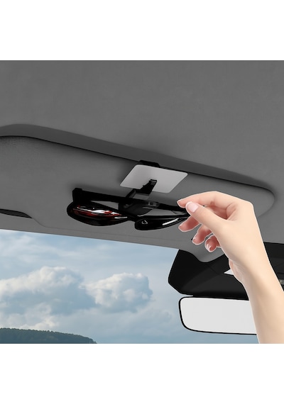 Araç İçi Gözlük Tutucu Kart Tutucu Minimalist Yaylı Klips Oto Gözlük Tutucu Siyah