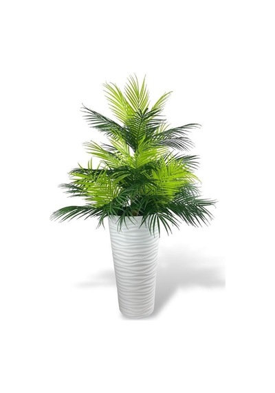 Yapay Çiçek Areka Salon Bitkisi Beyaz Uzun Kumsal Vazoda 130cm 45yaprak