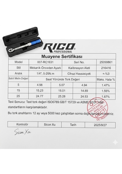 Rico Profesyonel 1/4 5-25 N.m Tork Anahtarı 007-rc1631