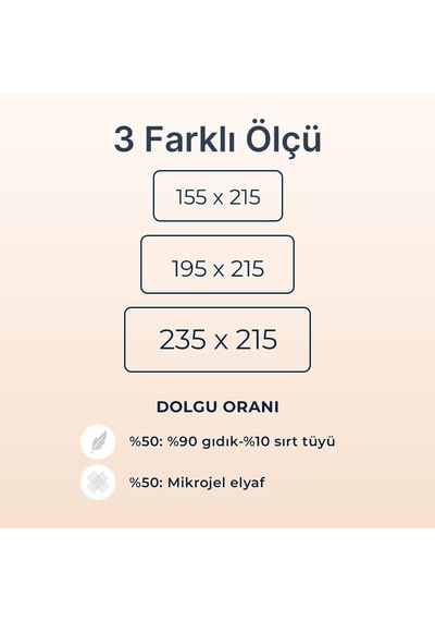 Tr Gold 90 Downmix Yorgan %90 Gıdık Tüyü & Elyaf Karışımı, 195x215 Cm Çift Kişilik - Hafif, Konforlu Ve Dö Genel