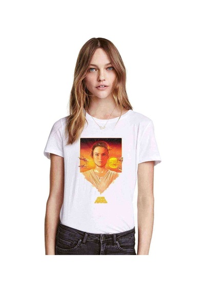 Star Wars Baskılı Beyaz Kadın Tshirt