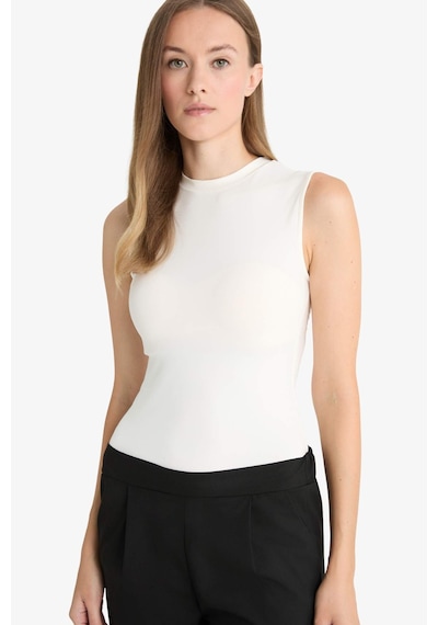 Defacto Slim Fit Dar Kesim Yarım Balıkçı Yaka Kolsuz Çıtçıtlı Body F9794ax25hser105 Ekru