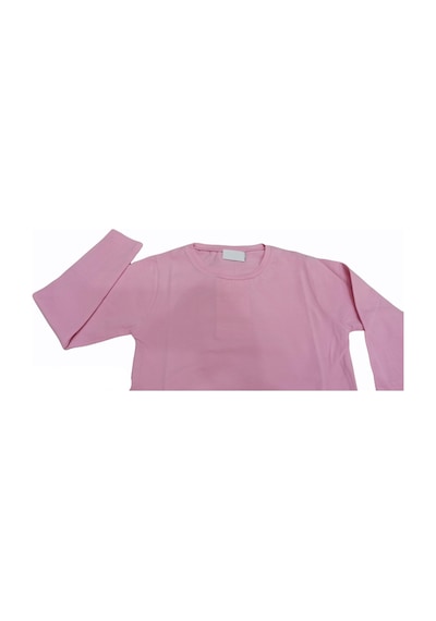 Özdemirli Bebe Basic Düz Bisiklet Yaka Uzun Kollu Likralı Badi Sweat T-shirt Pembe