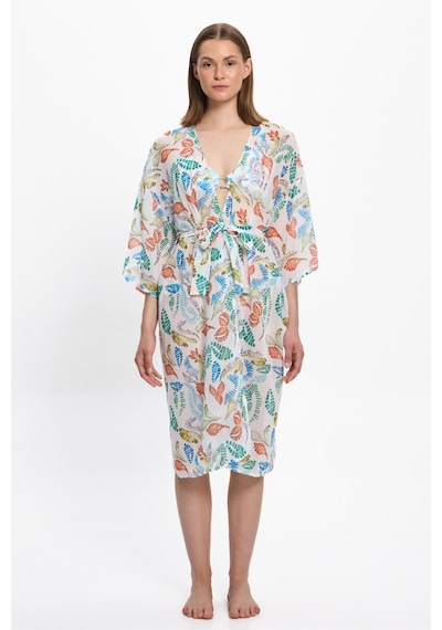 Toosalty Kadın Çok Renkli Geometrik Uzun Kimono 25pl15st Çok Renkli
