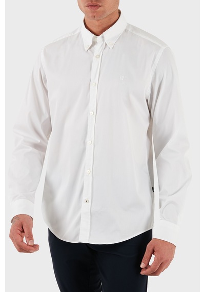 Boss Pamuklu Slim Fit Düğmeli Yaka Uzun Kollu Gömlek Erkek Gömlek 50545227 100 Beyaz