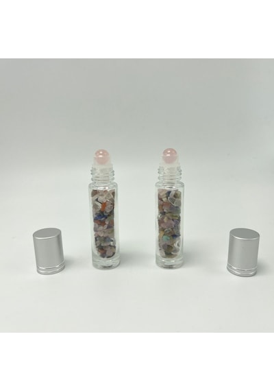 Yıldız Doğal Taş Sertifikalı Çakra Doğal Taş Esans Şişesi + Roller Masaj Aleti 10 ML