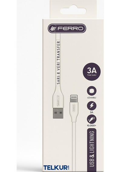 Ferro Fc-14 Usb & Lightıng Hızlı Şarj Ve Data Kablosu 3.0 Amper