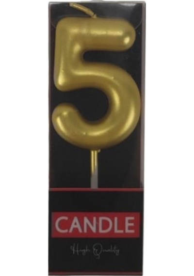 5 Beş Rakamlı Gold Altın Mum 6.5 Cm