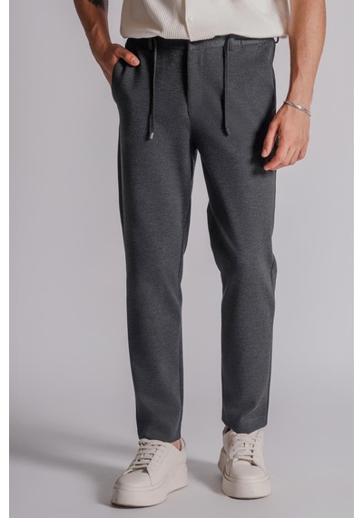 Braccas Erkek Yandan Cepli Beli Lastikli Relaxed Fit Chino Pantolon Antrasit Antrasit