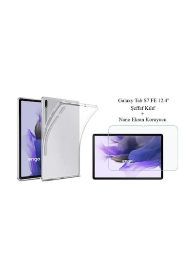 For Samsung Galaxy Uyumlu Tab S7 Fe Şeffaf Kılıf Ekran Koruyucu Sm-t730/37 Arka Kapak
