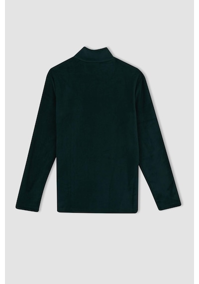 DeFacto Yeşil Tüylenme Yapmayan Soğuk Geçirmez Regular Fit Dik Yaka Fermuarlı Polar Sweatshirt Y3996AZNSGN245