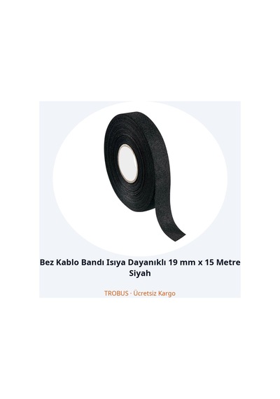 Trobus Bez Kablo Bandı Isıya Dayanıklı 19 Mm X 15 Metre Siyah