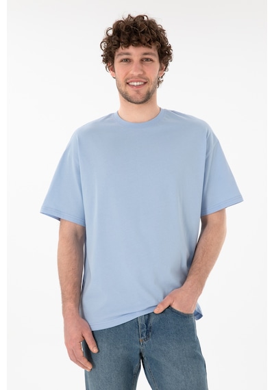 U.S. Polo Assn. Erkek Oversize Fit Bisiklet Yaka Açık Mavi Tişört 50305859-VR003