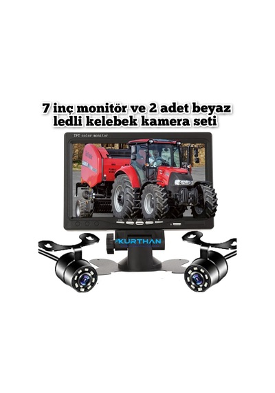 Tarımsal Araçlara 7 İnç Monitör Ve 2 Adet Beyaz Ledli Kamera Seti