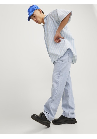 Jack & Jones Erkek Relaxed Fit Yüksek Bel Jean - Chris - 12254099 Blue Denim