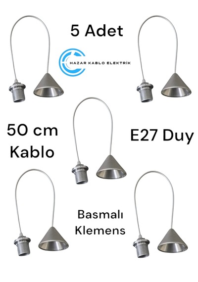 E27 Duy Dişli Sarkıt Siyah 5 Adet Plastik