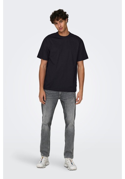Only & Sons Erkek Onsfred Bisiklet Yaka Kısa Kollu T-shirt 22022532 Siyah SIYAH Siyah