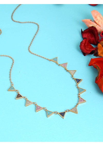 Kuyumcudukkani Multicolour Üçgen Parçalı Kolye-37117-r-m Rose Gold
