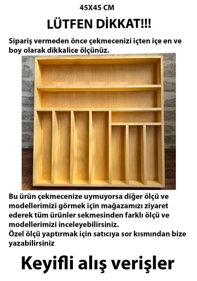 45x45 Cm Ahşap Kaşıklık El İşçiliği Masif Ahşap Organizer