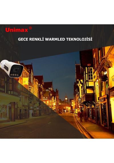 Unımax 5mp Sony Lens 8 Kameralı Güvenlik Seti 100m Kablo 30m Gece Görüş Xmeye Warmled