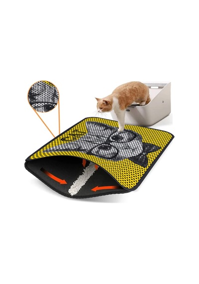 Renkli Desenli Elekli Kedi Tuvalet Önü Paspası 45 X 60 Cm Küçük Sarı - 834019626