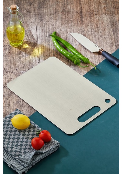 Cooker Paslanmaz Çelik Silikonlu Kesim Panosu 34x24 Cm Ckr3581 Gümüş