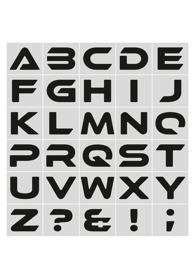 Stencil Harf Boyama Şablonu X052 Harf Yüksekliği 7 Cm