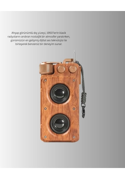 Vintage Tasarımlı Bluetooth Hoparlör Uzun Pil Ömürlü Ve Fm Destekli
